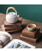 Black Walnut Solid Square Wooden Teapot Holder