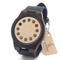 BOBO BIRD 12 Holes Watches Red Black Pointer Bamboo Watch, , Gifts for Designers, Clean minimal gifts for designers and creatives, gift, design, designer - Gifts for Designers, Gifts for Architects