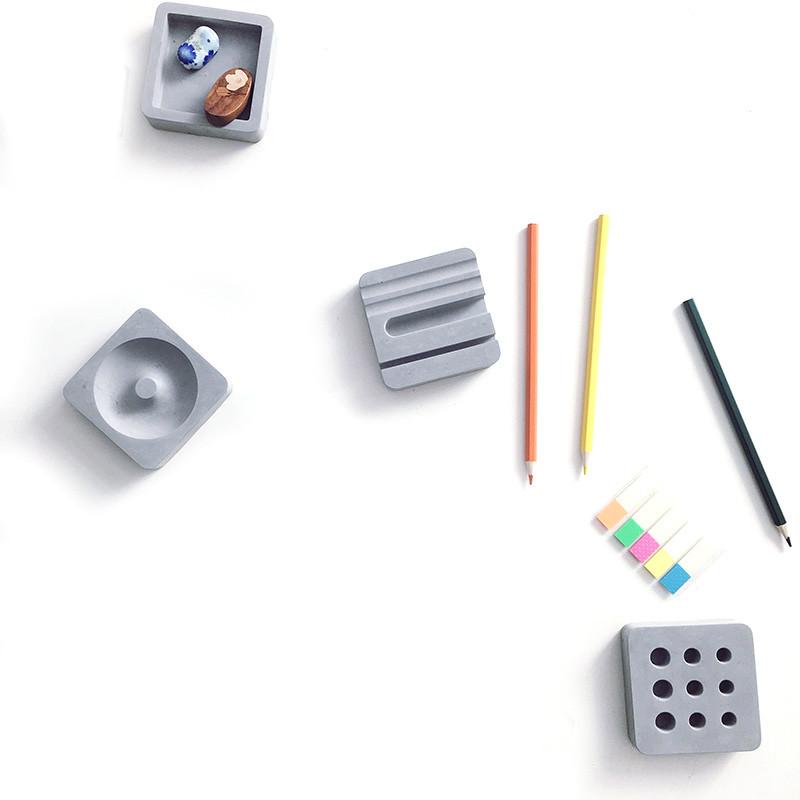 4pcs/set Creative Cement Desk Organizer, , Gifts for Designers, Clean minimal gifts for designers and creatives, gift, design, designer - Gifts for Designers, Gifts for Architects