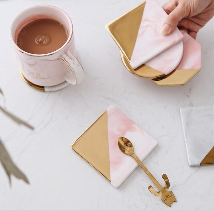 Pink Marble Coasters – Gifts for Designers