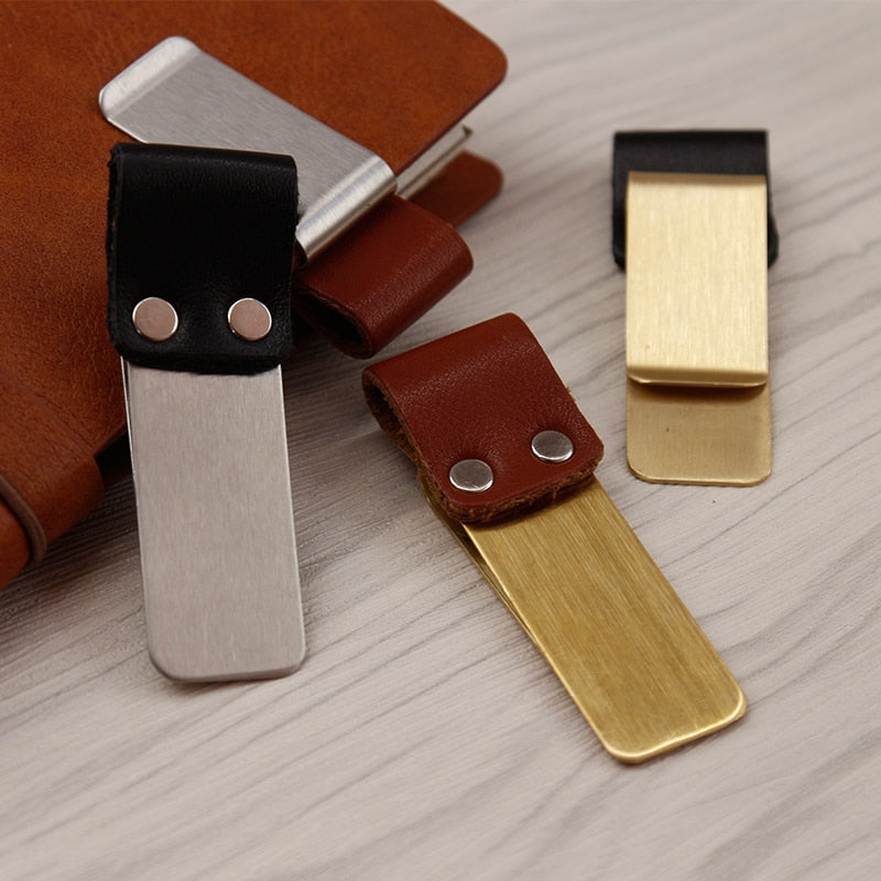 Brass and Leather Pen Clips – Gifts for Designers