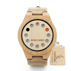 BOBO BIRD 12 Hole Bamboo Wood Watch With White Real Leather Straps, , Gifts for Designers, Clean minimal gifts for designers and creatives, gift, design, designer - Gifts for Designers, Gifts for Architects