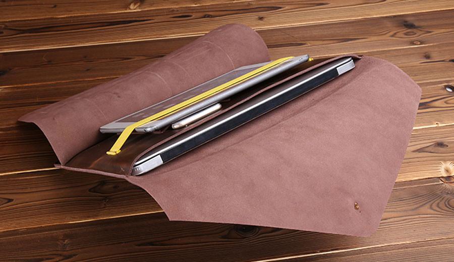 Genuine Leather Laptop Sleeve and Accessory Pouch – Gifts for