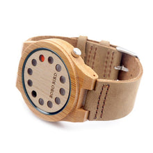 BOBO BIRD 12 Hole Bamboo Wood Watch With White Real Leather Straps, , Gifts for Designers, Clean minimal gifts for designers and creatives, gift, design, designer - Gifts for Designers, Gifts for Architects