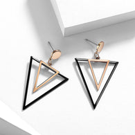 Viennois Rose Gold & Gun Color Triangular Dangle Earrings, , Gifts for Designers, Clean minimal gifts for designers and creatives, gift, design, designer - Gifts for Designers, Gifts for Architects