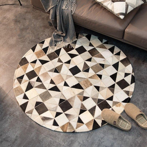 Handmade Spotted Triangles Cowhide Rug, , Gifts for Designers, Clean minimal gifts for designers and creatives, gift, design, designer - Gifts for Designers, Gifts for Architects