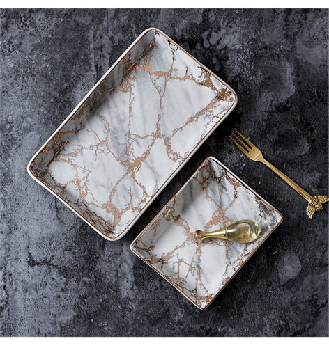 Nordic Gold Marble Pattern Ceramic Plates, , Gifts for Designers, Clean minimal gifts for designers and creatives, gift, design, designer - Gifts for Designers, Gifts for Architects