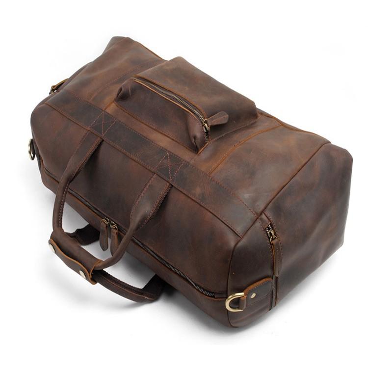 Leather Duffle Bag, Men's Genuine Overnight Travel