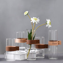 Nordic Style Leather and Glass Transparent Tabletop Vase, , Gifts for Designers, Clean minimal gifts for designers and creatives, gift, design, designer - Gifts for Designers, Gifts for Architects