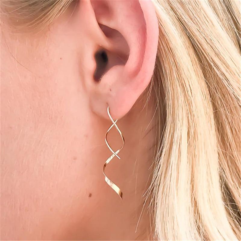Handmade Double Helix Minimalist Dangle Earrings – Gifts for Designers