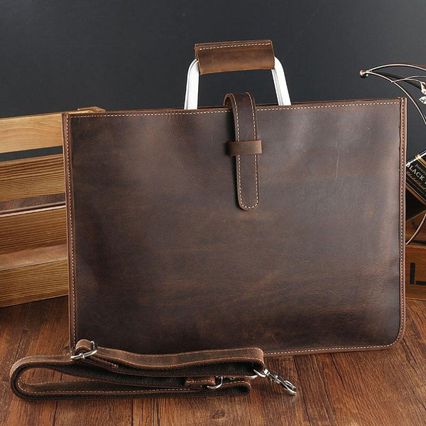 Data Portfolio work bag Crazy Horse Cow Real Leather Briefcase Men's Single Shoulder Bag Business Attache Case Thin File Package, , Gifts for Designers, Clean minimal gifts for designers and creatives, gift, design, designer - Gifts for Designers, Gifts for Architects