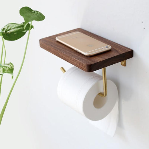 Nordic Style Wood and Brass Tissue Paper Roll Holder, , Gifts for Designers, Clean minimal gifts for designers and creatives, gift, design, designer - Gifts for Designers, Gifts for Architects